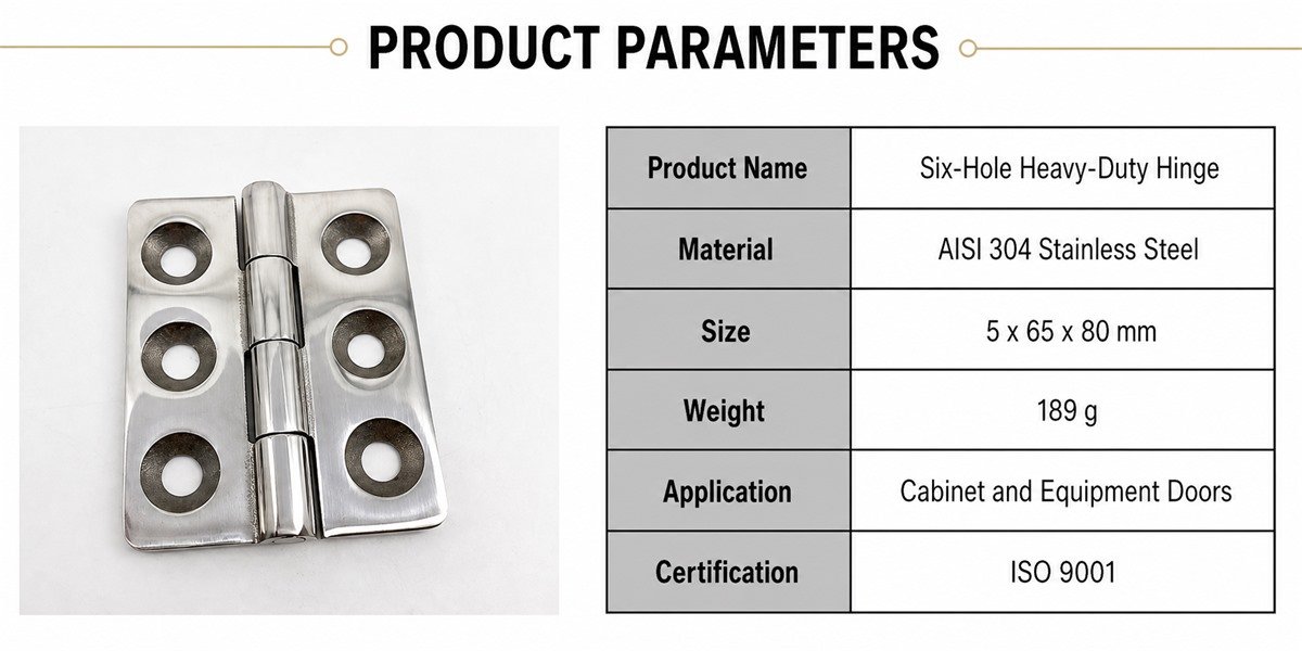 AISI 304 Six-Hole Heavy-Duty Industrial Hinge 65 x 80 mm - detail image 1
