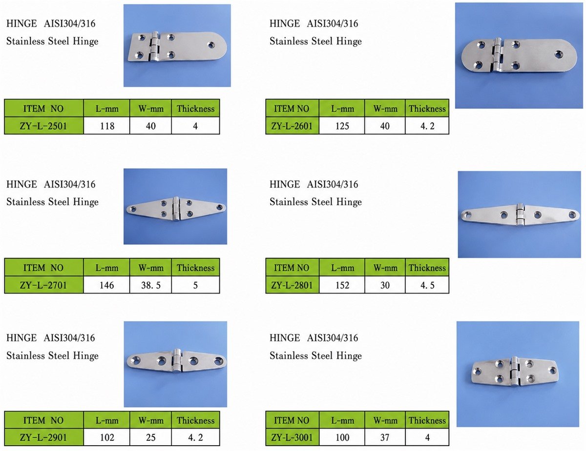 AISI 304/316 Stainless Steel Strap Hinge Series ZY-L-2501 to ZY-L-3001 - detail image 1