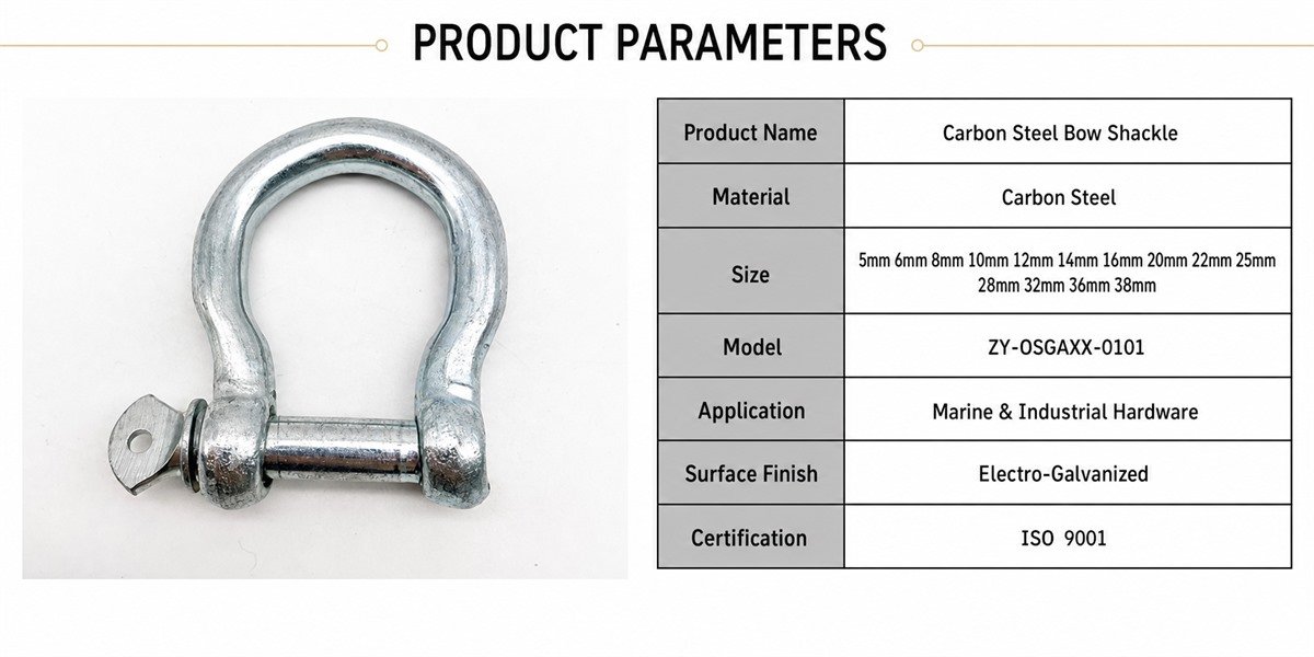 Electro-Galvanized Carbon Steel European Bow Shackle for Marine Rigging - product specifications