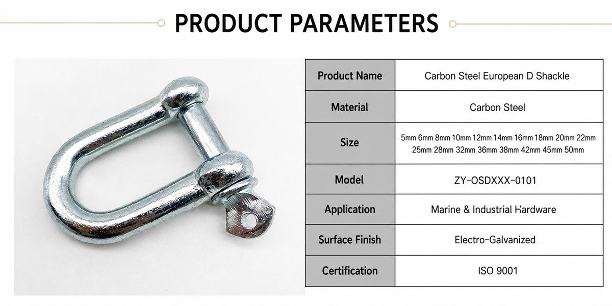 Electro-Galvanized Carbon Steel European D Shackle with Key Pin - product specifications