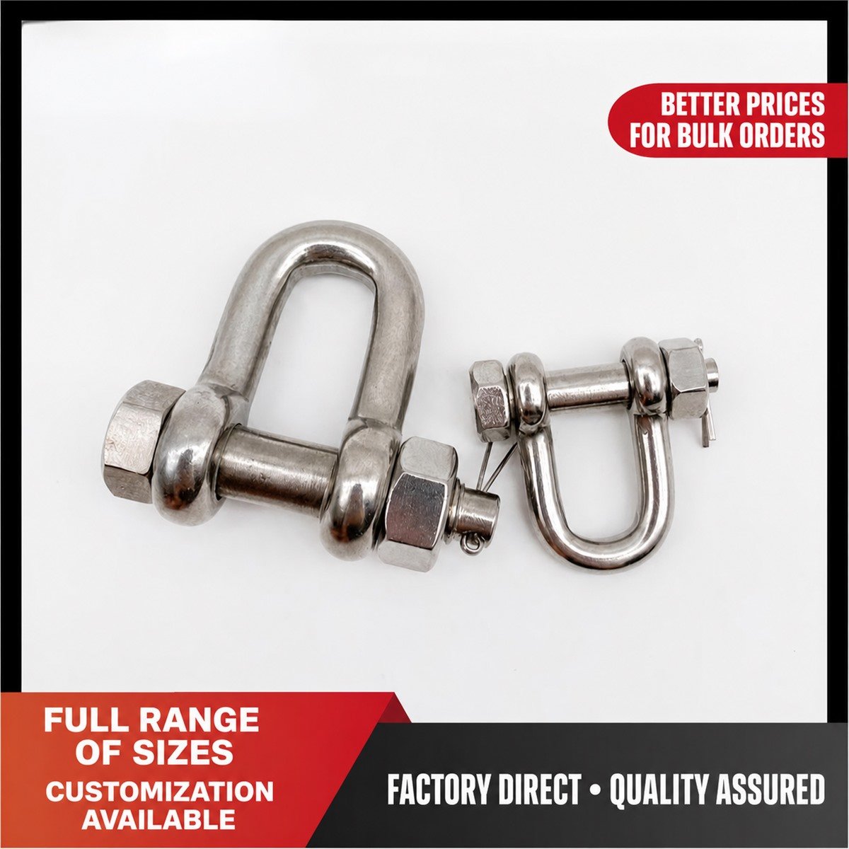 304 Stainless Steel U.S. Type Safety D Shackle with Nut and Cotter Pin - main product view