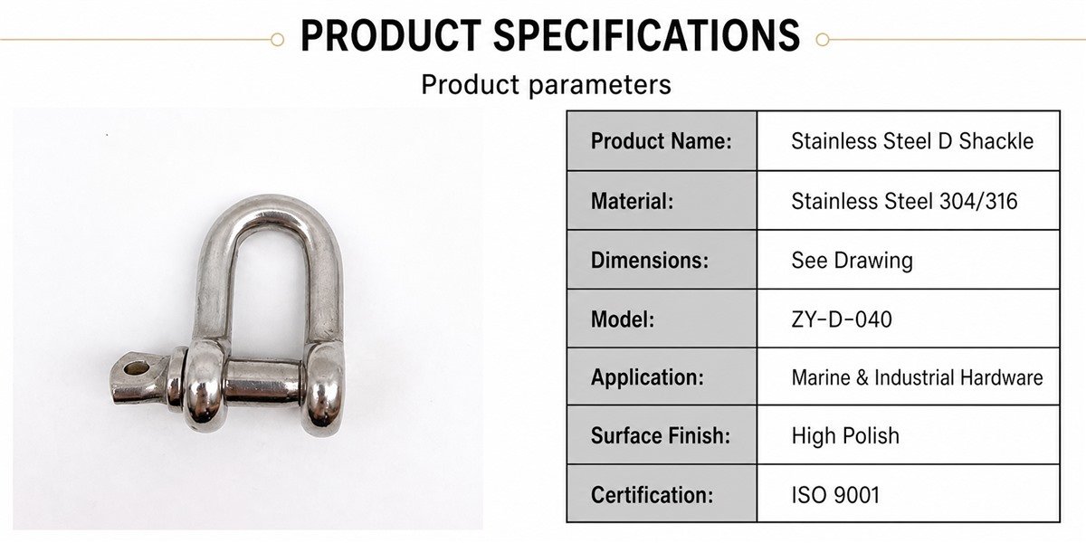 304 Stainless Steel D Shackle with Captive Pin for Marine Rigging - product specifications