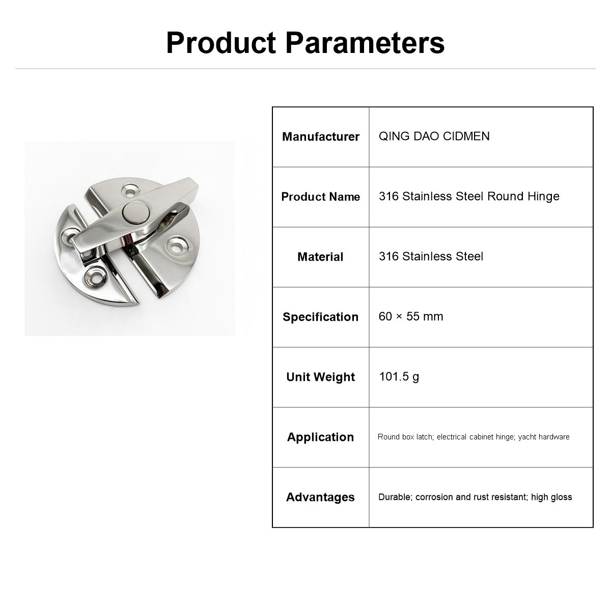 316 Stainless Steel Round Heavy Duty Marine Hinge for marine hatch and deck hardware