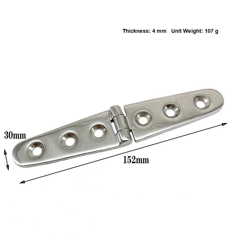 316 Stainless Steel Long Six-Hole Marine Hinge 152 x 30 mm for marine hatch and deck hardware