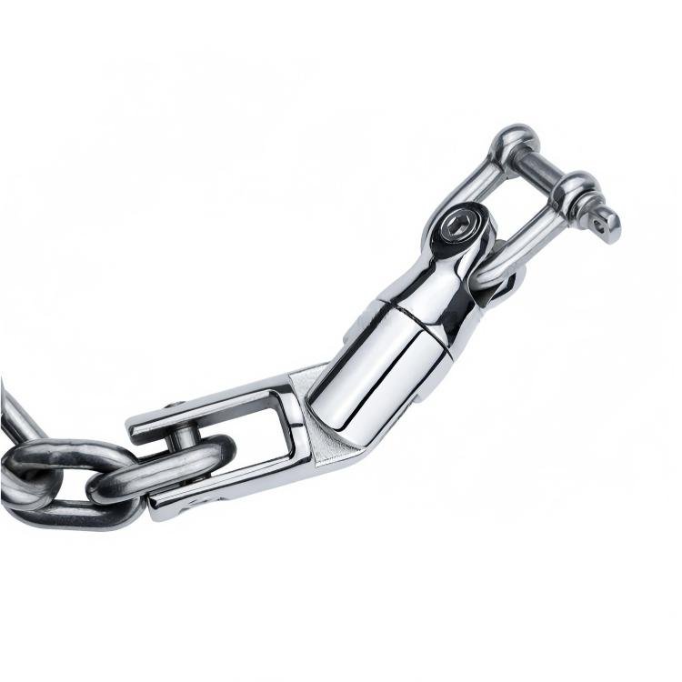 Marine anchor chain swivel connector for wear checks and replacement matching
